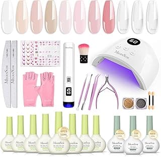 MelodySusie Gel Nail Polish Kit with P-Plus30F UV Nail Lamp - Handheld Cordless P-Art01R UV Light Classic Popular Colors Plant Based Gel Po...