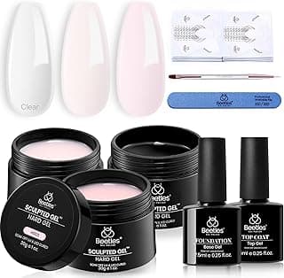 Beetles Builder Gel for Nails-3 Colors 9 in 1 Nail Extension Sculpting Building,Clear Nude Pink Hard Gel Kit with Base Top Coat for Pros,Gi...