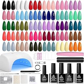 Beetles Gel Nail Polish Kit with U V Light -54 Pcs Gel Nail Kit Four Seasons Glow 32 Colors Set with Everything Base Top Coat Soak Off at H...