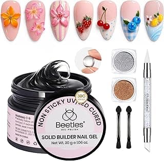 Beetles 3D Gel Nail Art Kit-1oz Clear Solid Builder Nail Gel,5 in 1 Non-Sticky Hand Sculpting Building 3D Nails with Sculpting Pen for Begi...
