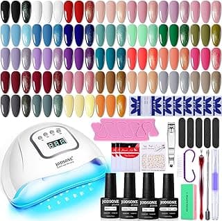 JODSONE Gel Nail Polish Kit with U V Light 32 Colors Gel Polish Nail + 4 Functional Adhesive Bottles Kit Soak Off Manicure Tools Gifts for...