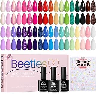 Beetles Summer Gel Nail Polish Set, 36 Colors Verse of Flower Gel Polish Kit with Pink White Black Red Purple Blue Yellow Nail Gel, 3Pcs Ba...