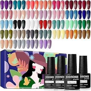 JODSONE 36 PCS Gel Nail Polish Set-32 Colors Gel Polish Kit Base Coat Glossy Matte and Glitter Top Coat Nail Polish Set Green Blue Red Pink...