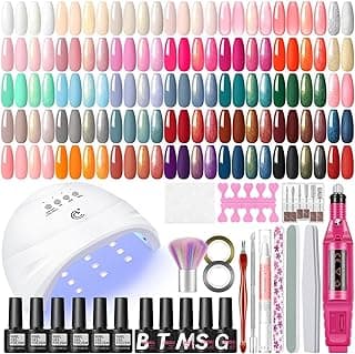 COSCELIA 53pcs Gel Nail Polish Kit with U V light and Drill Starter Kit 35 Colors Gel Nail Polish with 5pcs Top Base Coat Nail Art Professi...