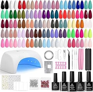 Beetles Gel Nail Polish Kit with U V Light - 80Pcs Color Enchantment 55 Colors Gel Nail Kit with Everything Base Top Coat Beginner Starter...