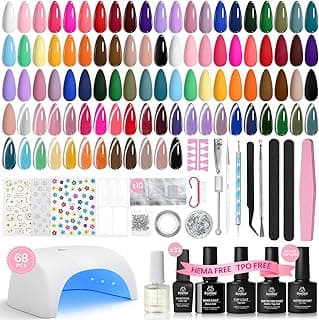 Beetles Deal Box Gel Nail Polish Kit with U V Light - 32 Colors Studio Essentials Gel Polish 68 Pcs Nail Kit with TPO & HEMA Free Base Coat...